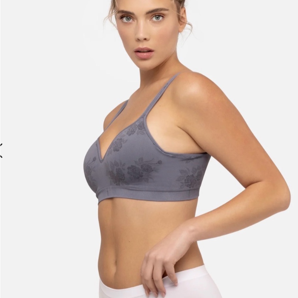 Underoutfit 460 Perfect Neckline Floral Gray Bra Size Large NWT - Picture 2 of 4